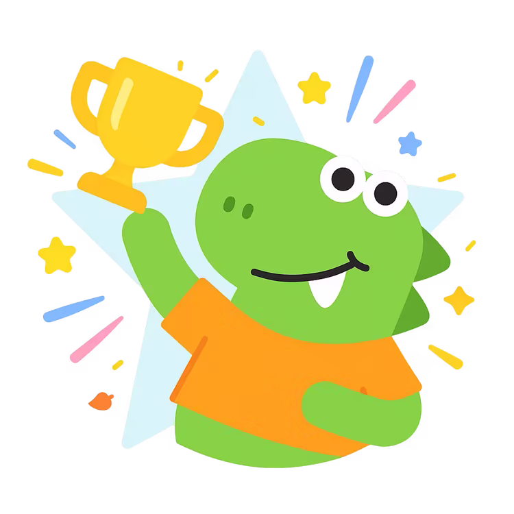 Image of a dino winning a game