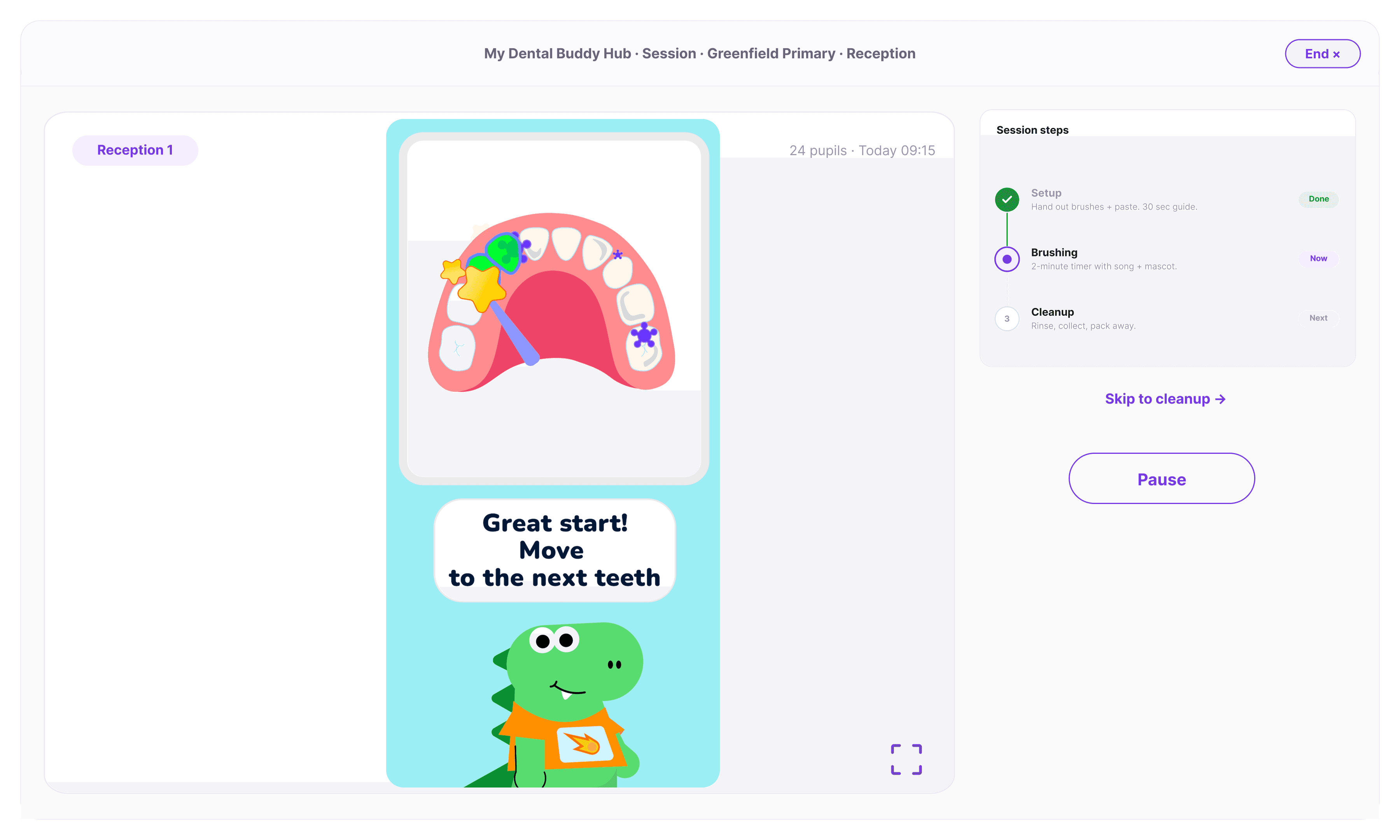 Two-minute brushing timer screen