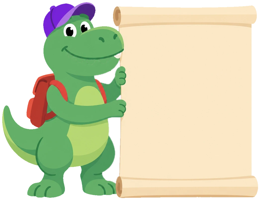 Reggie the dinosaur holding the My Dental Buddy pledge